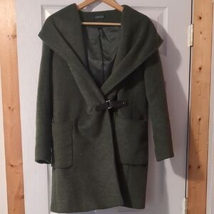 Dark Green Coat with Belted Closure